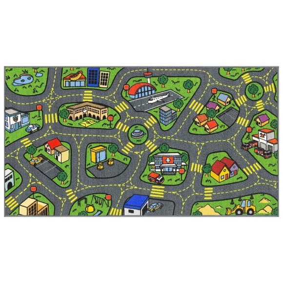 Ville trafic de voitures Carte routière PÉDAGOGIQUE & Salle de jeux Tapis pour enfants Chambres et Salle de jeux