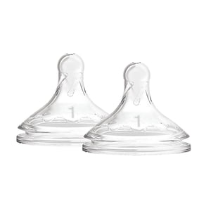 Dr. Brown's Natural Flow Level 1 Wide-Neck Baby Bottle Silicone Nipple, Slow Flow, 0m+, 100% Silicone Bottle Nipple , 2-Pack