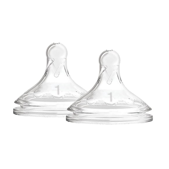 Dr. Brown's Natural Flow Level 1 Wide-Neck Baby Bottle Silicone Nipple, Slow Flow, 0m+, 100% Silicone Bottle Nipple , 2-Pack
