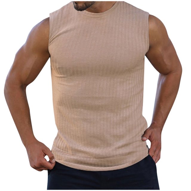 Timegard Tank Tops Men Crewneck Sleeveless Comfy Solid Color Casual Slim Fitting Tee Shirts Blouse