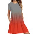 thumbnail image 1 of Weiqiqre Robes pour Femmes Été Décontractées à Manches Courtes Col Ras du Cou Robes T-Shirt Amples Évasées Mini avec Poches, 1 of 5