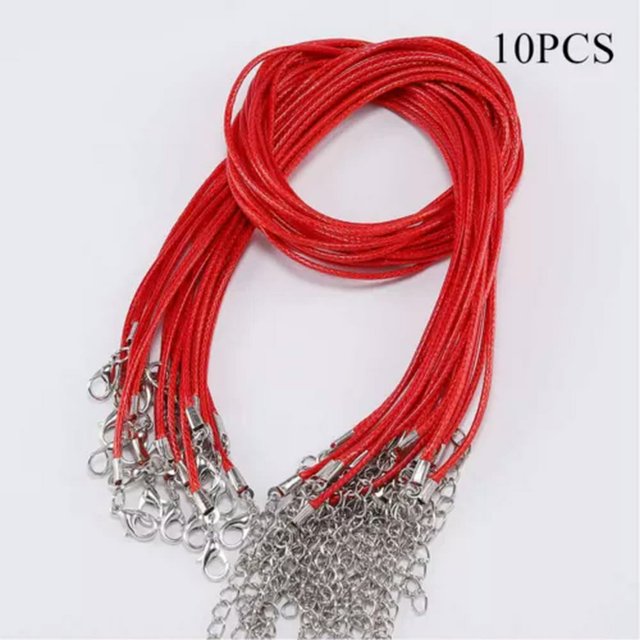 CHUANK 10Pcs Leather Wax String Lobster Clasp Chain Pendant Necklace Rope Cords DIY 2MM-coffee-2mm