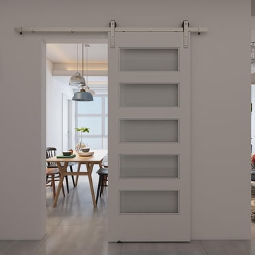 Wood & Hart 33" 5-Lite Frosted Pine Barn Door