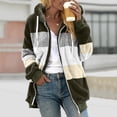 thumbnail image 1 of zanvin Womens Winter Fuzzy Fleece Jacket Hooded Color Block Patchwork Cardigan Drawstring Coat Oversized Outerwear with Pockets, 1 of 5