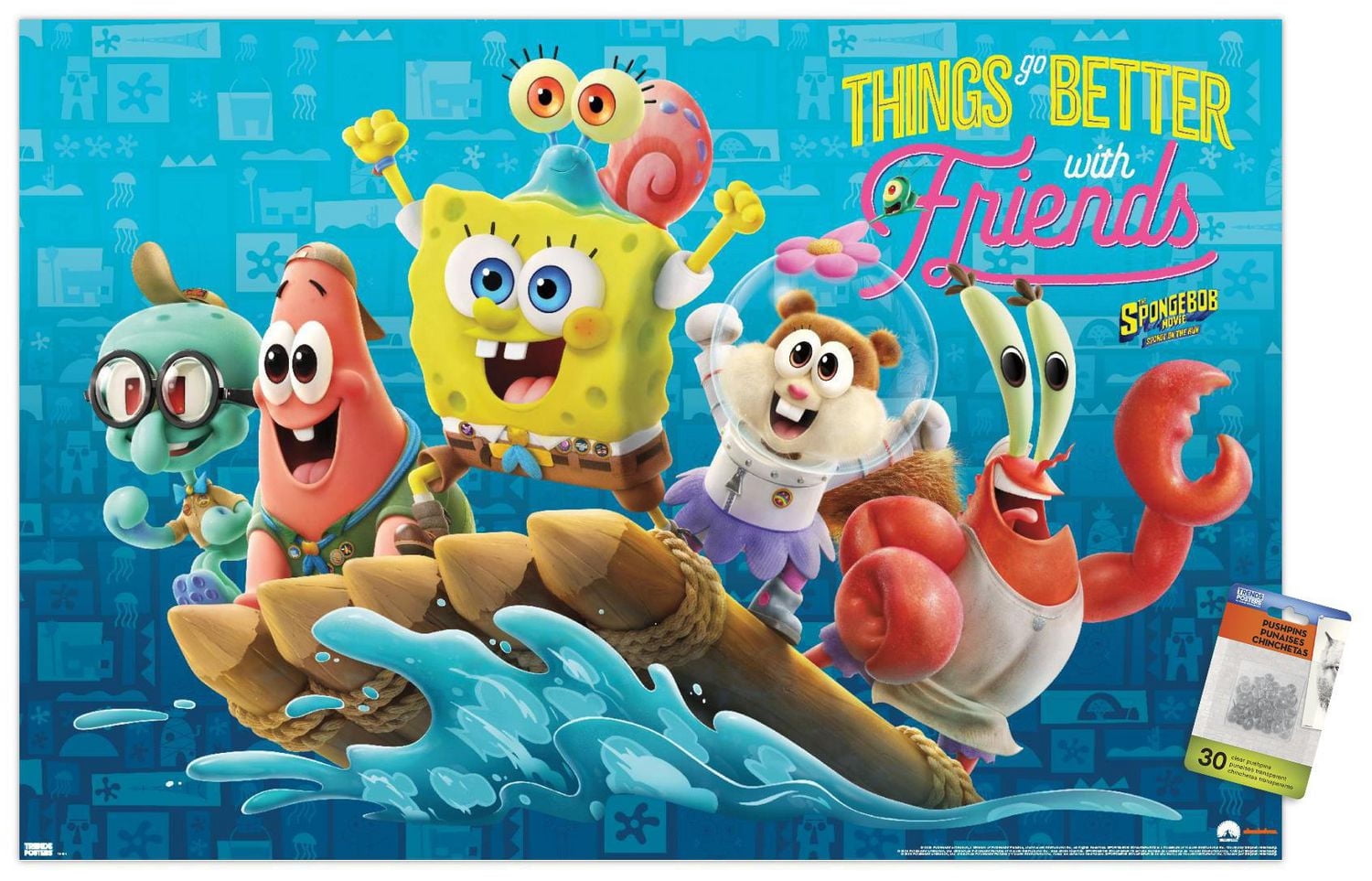 The SpongeBob Movie: Sponge On Run - Friends Wall Poster with Push Pins