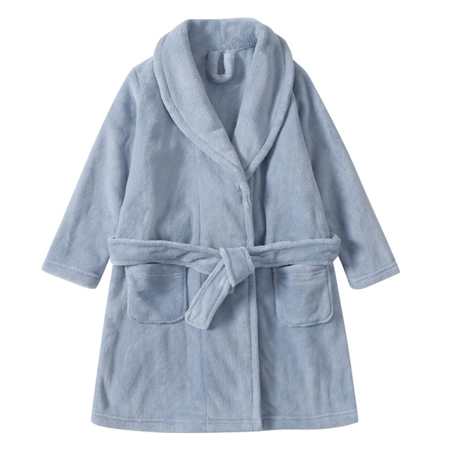 Splozh Baby Bath Robe Soft Flannel Boys Girls Bathrobe Soft Hooded Robe Cotton Bathrobe Blue,9-10 Years