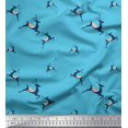 thumbnail image 1 of Soimoi Blue polyester Crepe Fabric Reindeer Animal Printed Craft Fabric by the Yard 52 Inch Wide, 1 of 3