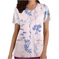 thumbnail image 2 of EGNMCR Sarraus pour Femmes Mode pour Femmes Col en V Imprimé de Feuilles de Plantes Manches Courtes Poche Combinaison Haut Cadeaux pour Femmes, 2 of 4