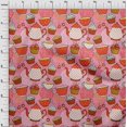 thumbnail image 4 of oneOone Cotton Flex Rose Pink Fabric Tea Party Kettle Sewing Craft Projects Fabric Prints By Yard 40 Inch Wide, 4 of 5