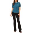 thumbnail image 2 of INSPIRE CHIC Women's Collared Top Peter Pan Collar Short Sleeve Button Front Shirt Lake Blue M, 2 of 5