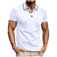thumbnail image 1 of Besolor T-Shirt à Manches Courtes pour Homme, Col Ras du Cou Classique à Col Boutonné, Chandail Décontracté d'Été, T-Shirt Basique, 1 of 4