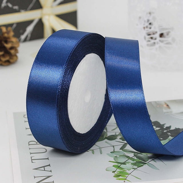 ZZkhGO 5cm Wide Decorative Ribbon, Polyester Solid Color Ribbon Roll for Gift Wrapping Baking Wedding, 22m Satin Like Ribbon for Party Crafts DIY, Dark Blue