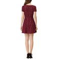 thumbnail image 3 of INSPIRE CHIC Women's Printed Square Neck Short Sleeve A-Line Prom Dress S Burgundy-Stars, 3 of 7