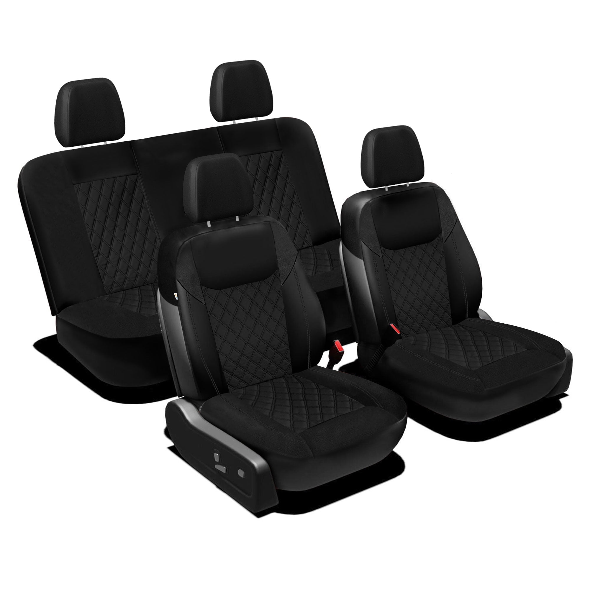 Universal Fit Car Seat Cover – Full Set of Automotive Car Seat Covers, Ultra-Modern Quilted Leatherette Seat Covers, Water-resistant Seat Protector for Cars, Trucks, SUVs and Vans