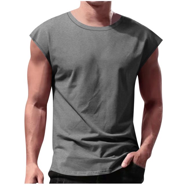Timegard Débardeurs Homme Col Ras du Cou Manches Courtes Couleur Unie T-Shirt Basique Décontracté Confortable Chemises Haut Blouse Été