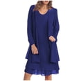 thumbnail image 1 of Yuyuzo Ensemble de Robe d'Invitée de Mariage 2 Pcs Tenues Formelles Chiffon Manches Longues Cardigan Ouvert Maxi Robe de Soirée, 1 of 6