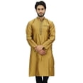 thumbnail image 1 of Atasi Kurta Dupion Doré à Col Officier pour Homme, Manches Longues, Chemise Ethnique - Grand, 1 of 7