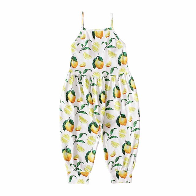 Girls Childrens Summer Romper Printing Sling Sleeveless Backless Short Jumpsuit