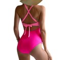 thumbnail image 3 of Innerwin Maillot de Bain Dégradé pour Femmes Surf Manches Longues Dos Nu une Pièce Rose + Rose Rouge TG, 3 of 4