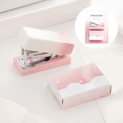 Mini Desktop Stapler, Staron Cute Small Stapler with 400 Staples, 15 Sheet Capacity Gradient Stapler for Office Use, Pink