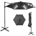 thumbnail image 1 of Costway Parasol Déporté de Patio 10 Pi avec Lumières DEL Solaires, Rotation à 360°, Évent Gris, 1 of 10