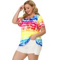 thumbnail image 4 of GRACE & GRANDEUR Women's Plus T-Shirts Round Neck Multi Color Dye Casual Tops 3X Multi-color, 4 of 6