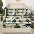thumbnail image 2 of Bass Fish Fitted Sheet Queen Size,Pine Tree Jungle Bedding Set 3Pcs for Kids Adult Room Decor,Fishing and Adventure Bed Sheet Rustic Green Striped Deep Pocket Sheet,2 Pillowcases（No Top Sheet）, 2 of 5