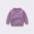 thumbnail image 3 of Toddler Baby Boys Girls Knit Sweater Solid Oversized Crewneck Sweaters Pullover Sweatshirt Tops Fall Winter Clothes, 3 of 4