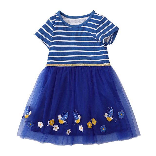 Qudderr Robe Princesse en Tulle Arc-en-Ciel pour Tout-Petits Enfants 2-8 Ans Robe Imprimée pour Filles Robe d'Été en Maille pour Bébés Filles Jupe