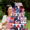 thumbnail image 1 of Oleegame 1PC Picnic Trays For Food Retro Independence Day Layered Tray Decoration Atmosphere Layout Desktop Decoration Red, 1 of 5