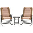 thumbnail image 1 of Outsunny Ensemble de 3 Chaises Berçantes Pliables pour Patio, Brun Pâle, 1 of 10