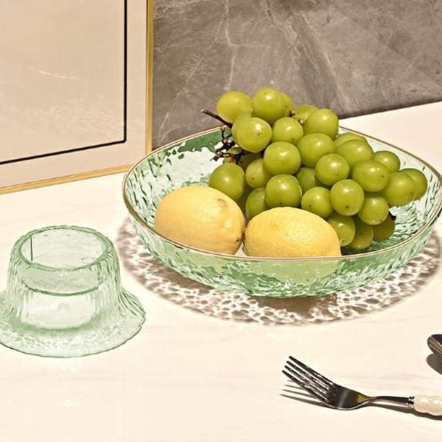Czzoypi Large Fruit Bowl with Drainer, PVC Kitchen Strainer Basket, Multiuse Serving Tray for Vegetables Snacks Buffets Centerpiece, Green