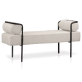 thumbnail image 1 of Bouclair Oatmeal Fabric and Black Metal Bench, 1 of 7