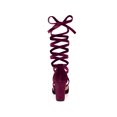thumbnail image 2 of BLISSFUL STEP Women's Shoes Velvet Lace Up Block Heels Pointed Toe Pumps Burgundy 7.5, 2 of 5