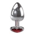 thumbnail image 5 of Adam & Eve Medium Metal Anal Plug with Red Heart Gem, 5 of 5