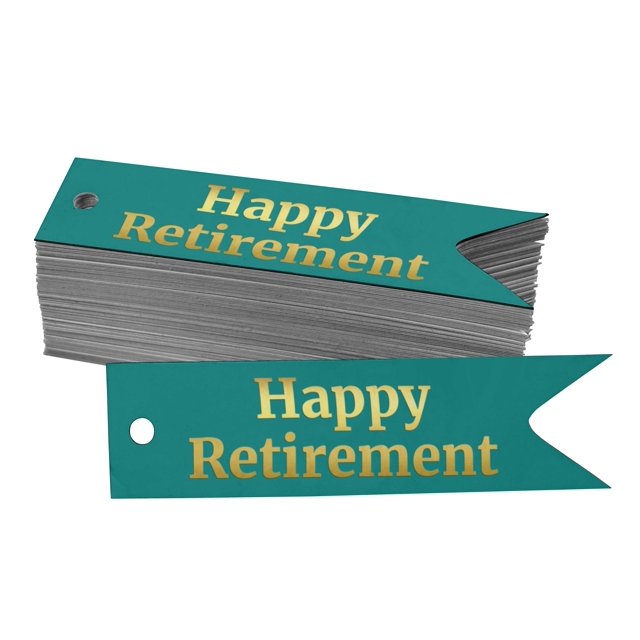 Inkdotpot Pack Of 100 Happy Retirement Favor Paper Tags Craft Real Gold Foil Hang Tags