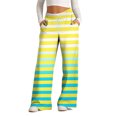 thumbnail image 1 of Pants for Women, Womens Fashionable Striped Printed Drawstring Wide Leg Pants, 1 of 4
