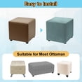 thumbnail image 4 of Stretch Ottoman Cover Rectangular Square Ottoman Slipcover with Elastic for Foot Stool Living Room Bedroom Fit Length 101-127cm / 39.76"-50", L-Large, Blue Gray, 4 of 6