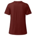 thumbnail image 4 of Femmes Dames Uni Manches Courtes Col Rond Chandail en Dentelle Hauts Chemises Blouse, 4 of 5