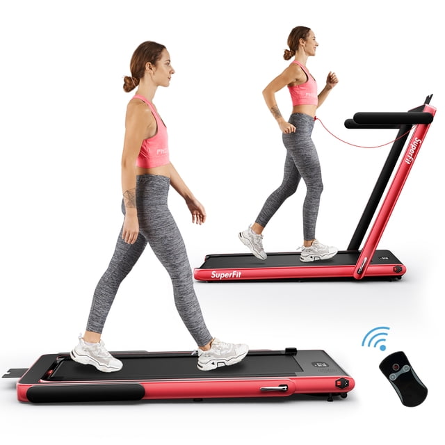 SuperFit 2.25HP 2 in 1 Folding Treadmill Remote Control W/ APP Control Speaker Red