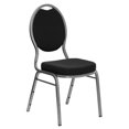 thumbnail image 1 of HERCULES Series Teardrop Back Stacking Banquet Chair in Black Patterned Fabric - Silver Vein Frame, 1 of 9