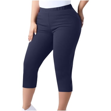 Plebaso Leggings Capri Grande Taille pour Femmes Taille Élastique Entraînement Yoga Capris Pantalons Courts Décontractés pour Femmes