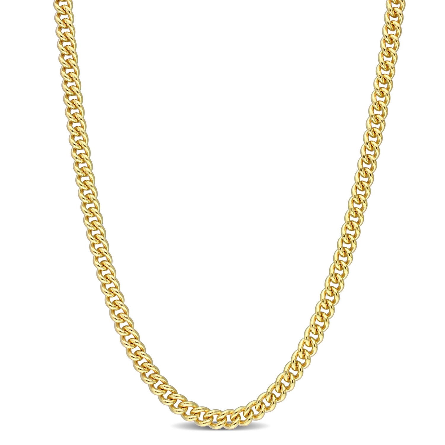 Collier en chaîne à maille plate de Miabella en argent sterling plaqué or jaune 18K