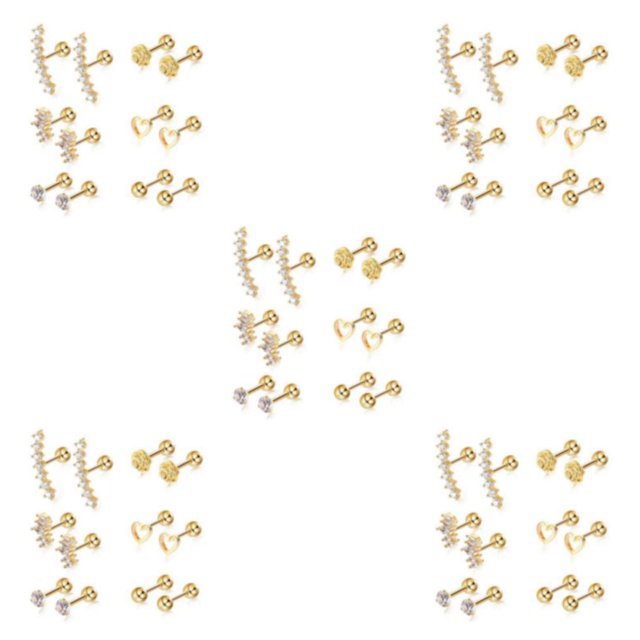 ziyahi 6a Set Of 2 Stainless Steel Fashionable Screw Studs Earrings Eye-Catching And Versatile Piercings 5Set