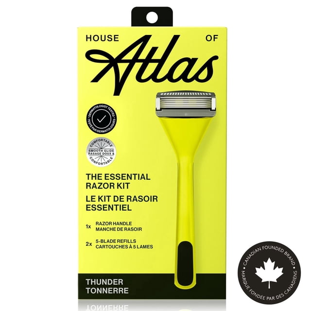 House of Atlas 5-Blade Razor Kit, Thunder, Razor + 2 Blade Refills