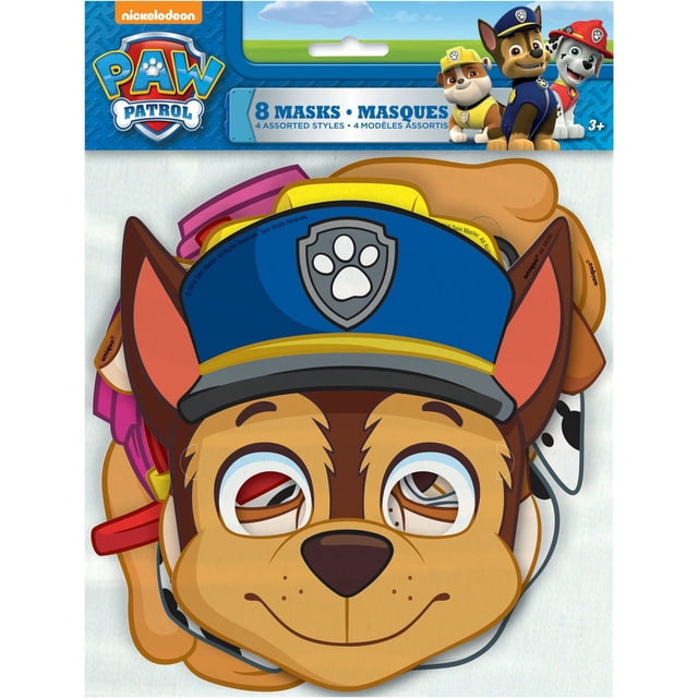 Masques de fête Paw Patrol, 8 ct
