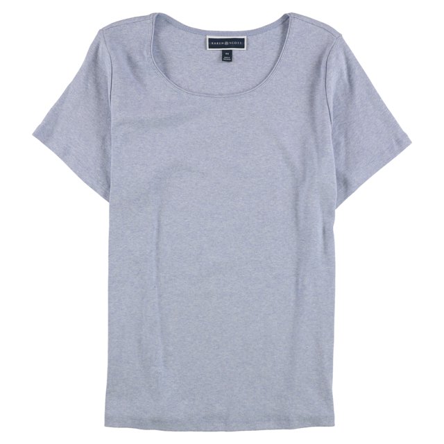 Karen Scott T-Shirt Basique Uni pour Femmes, Bleu, Grande Taille, 0X