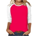 thumbnail image 1 of FNFYFH Chandails Raglan pour Femmes Chic Manches 3/4 T-Shirt de Baseball Tunique Col Ras du Cou T-Shirt à Blocs de Couleur Été Tendance Manches 3/4 Hauts Mignons Décontractés Coupe Ample Haut Respirant Prime Day Liquidation, 1 of 3