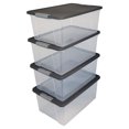 thumbnail image 1 of Homz Contenant de Rangement en Plastique Empilable de 15 Qt avec Couvercle à Loquet, Gris (Lot de 4), 1 of 9