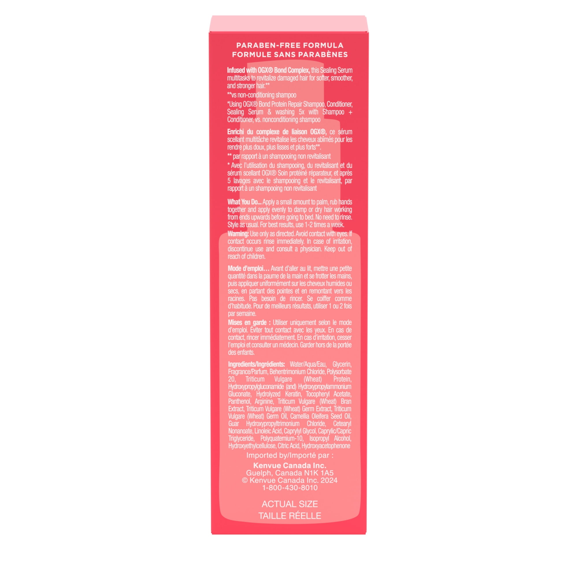 OGX® Répare & Protège Soin Protéiné Réparateur Sérum Scellant pour les Cheveux, Sérum Scellant pour les Cheveux Multitâche pour Revitaliser les Cheveux Abîmés pour des Cheveux Plus Doux, Cheveux